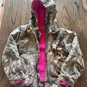 Kids Camouflage Jacket with Pink Lining
